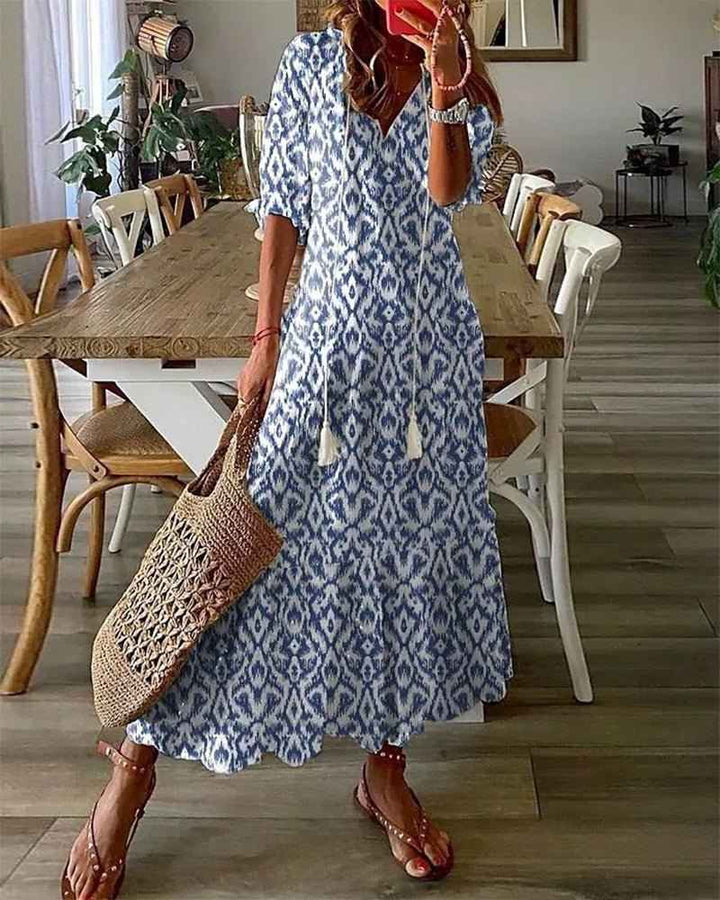LUNA | BOHEMIEN MIDI JURK ZONDER INSPANNING