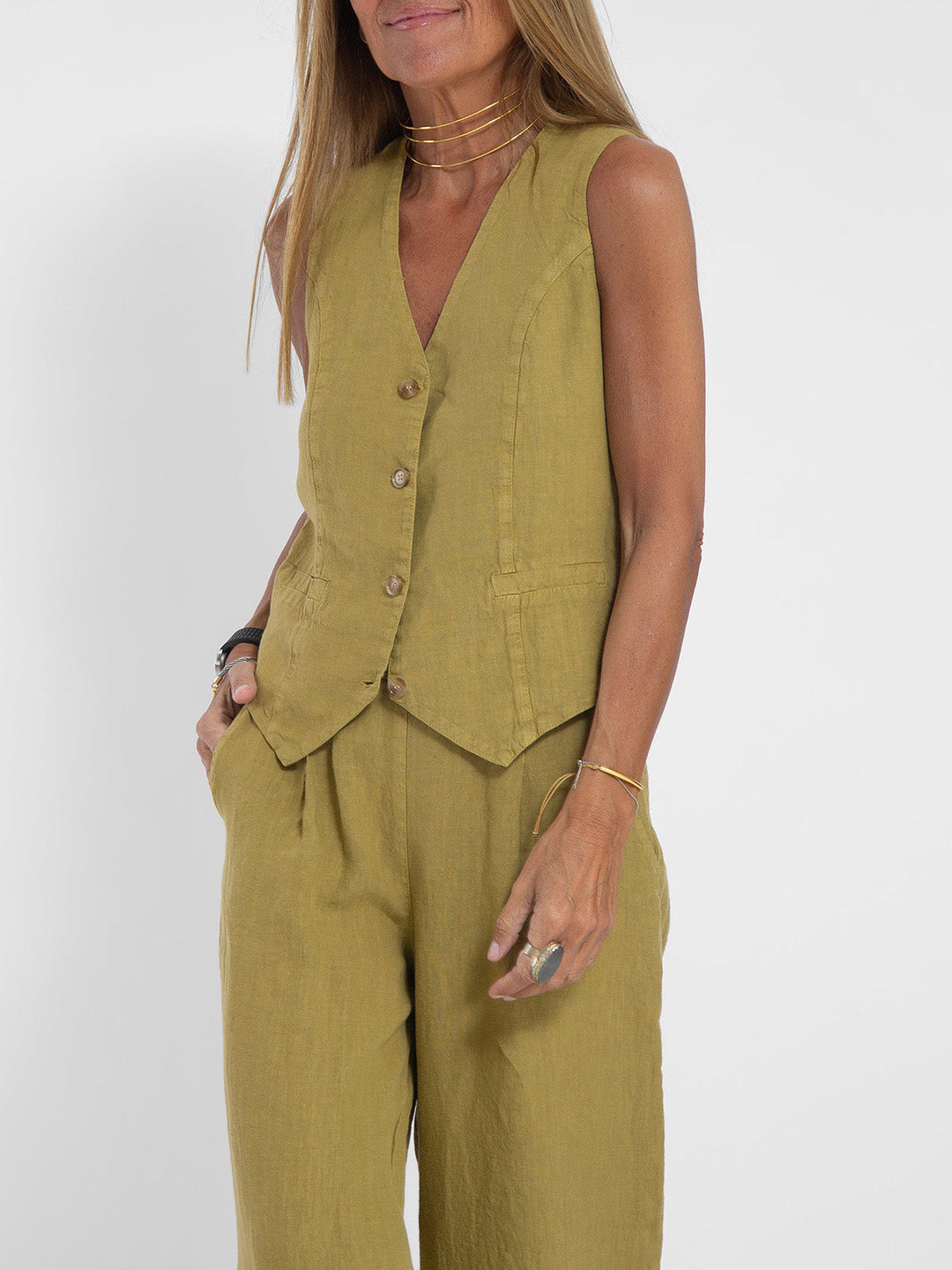 Aira - Ensemble Gilet Met Knopen &amp; Brede Broek