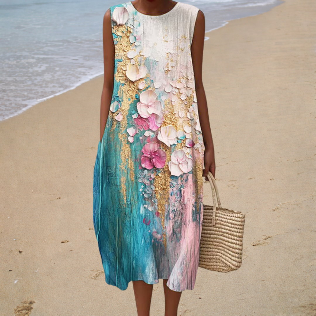 Zomerse comfortabele mouwloze jurk