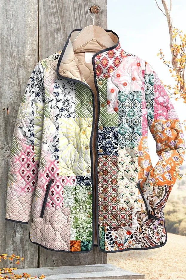 Minna™ | Gewatteerde jas in patchwork-look