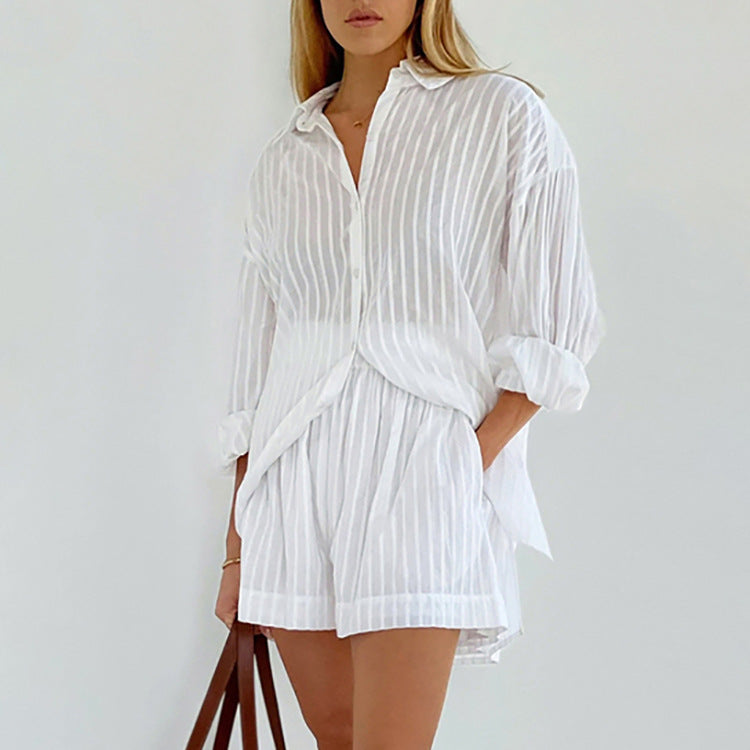 Viola - Ensemble Met Knopshirt En Luchtige Shorts