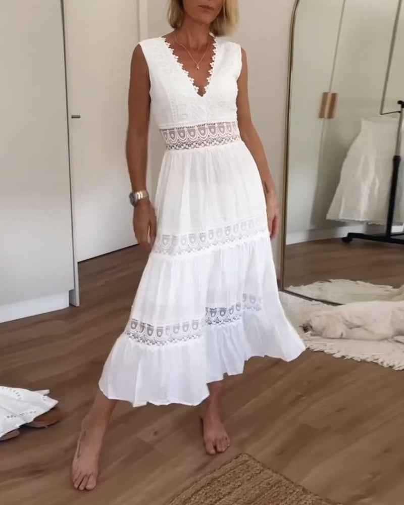 Circe - Cami-jurk van kant met V-hals