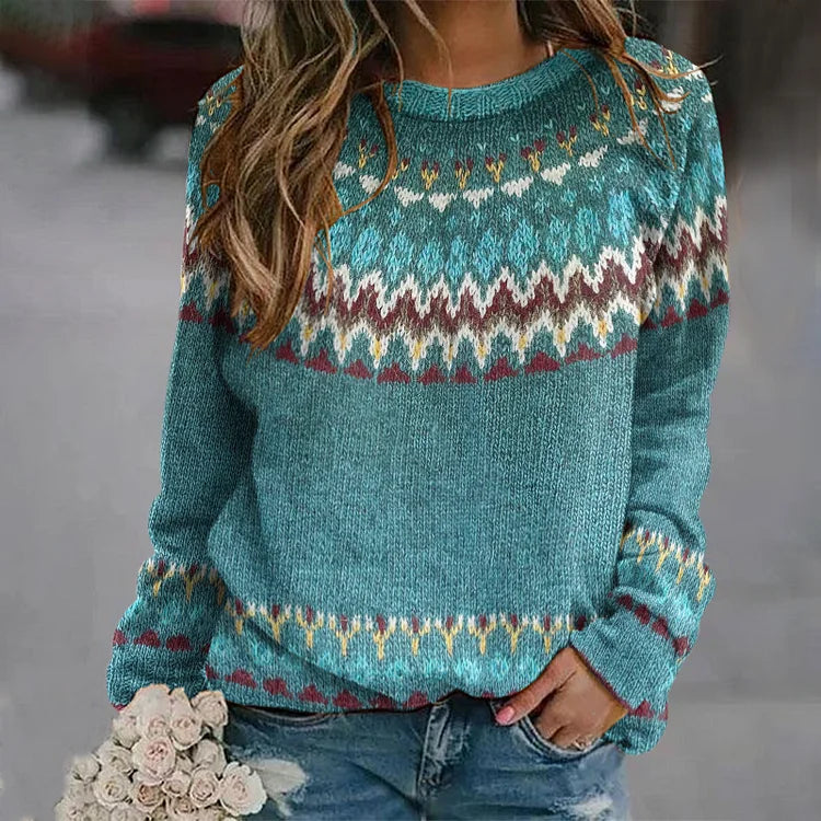 Regina | Sweater met Retro Wave Patroon