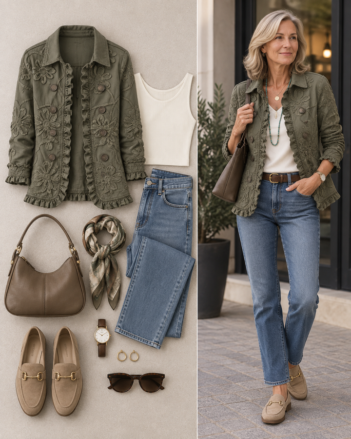 Angelika™ | Blazer met Bloemenborduurwerk