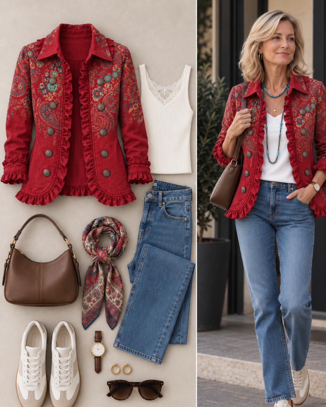 Birgit™ | Blazer in Rood met Paisley