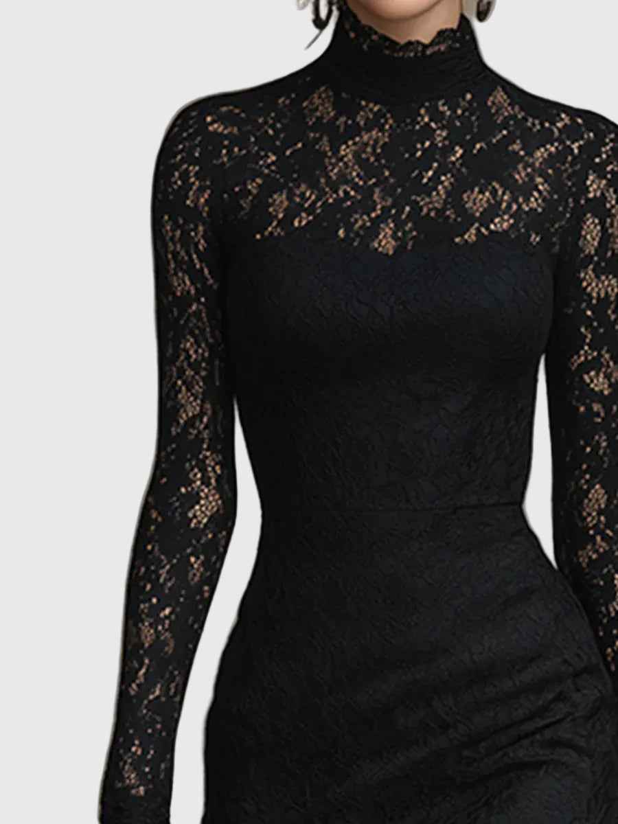 Monica | Maxijurk met Elegante Kanten Uitlopende Zoom