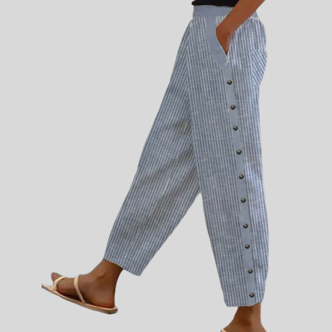 Linaya - Striped Trousers with Buttons