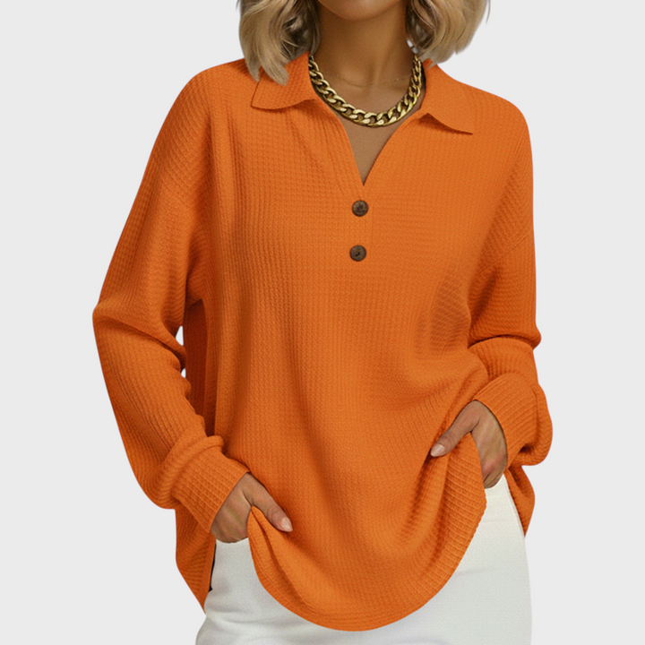 Emilie™ | Pullover in Oranje met Kraag