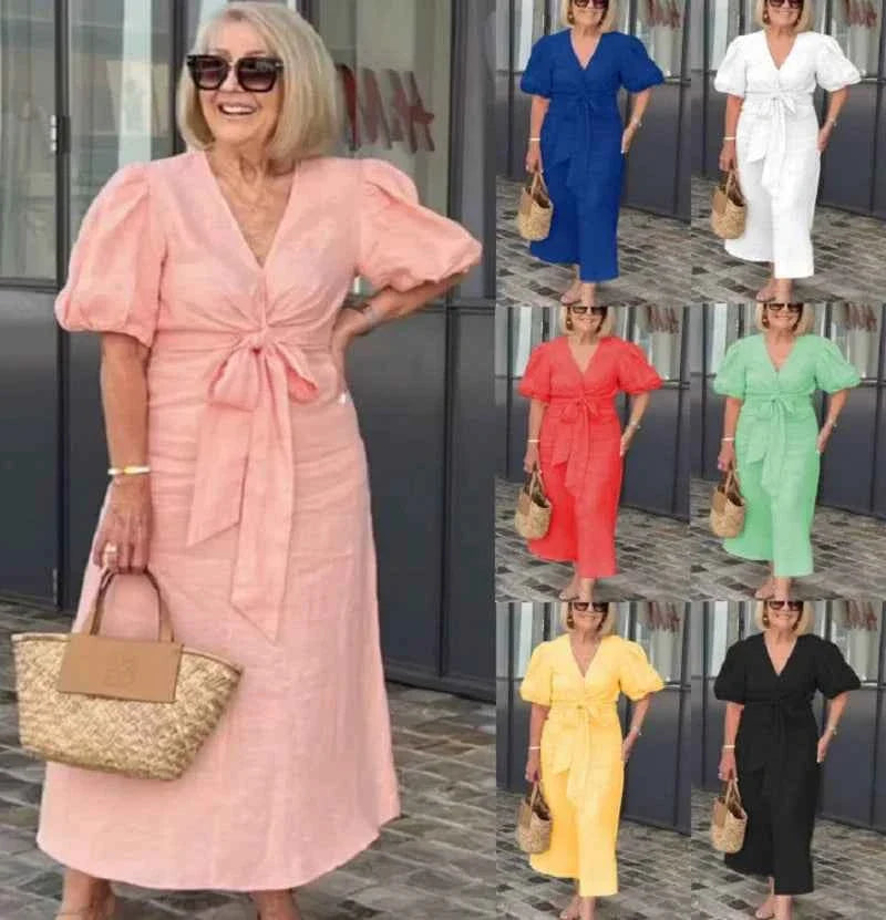 LYNORA | ELEGANTE MIDI JURK MET V-HALS