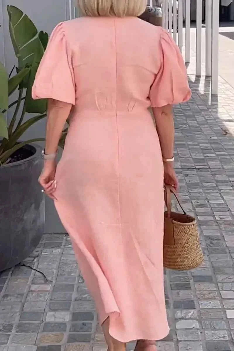 LYNORA | ELEGANTE MIDI JURK MET V-HALS