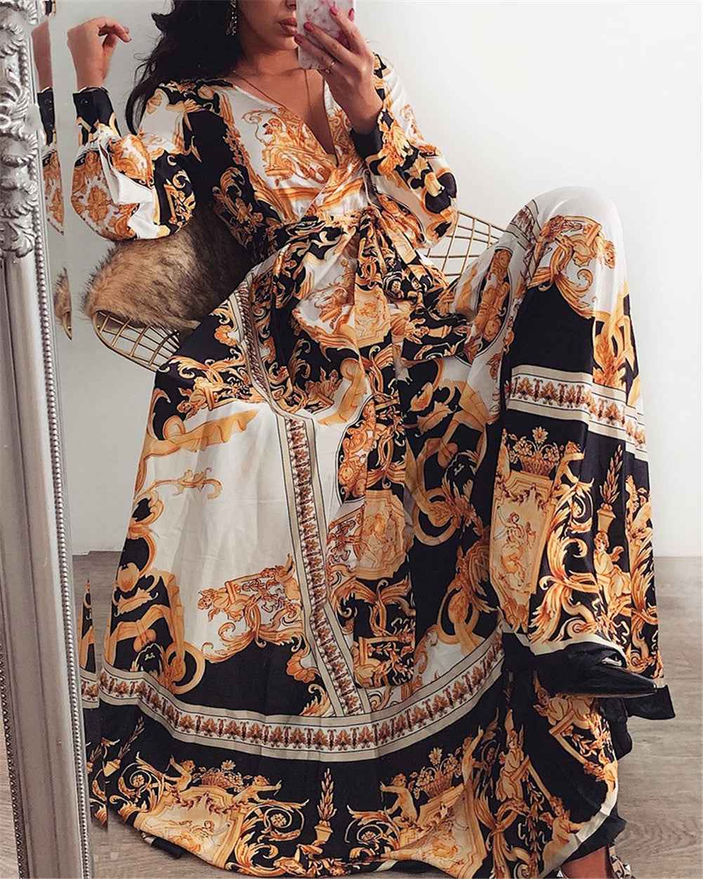 Faye - Boho Geprinte Jurk