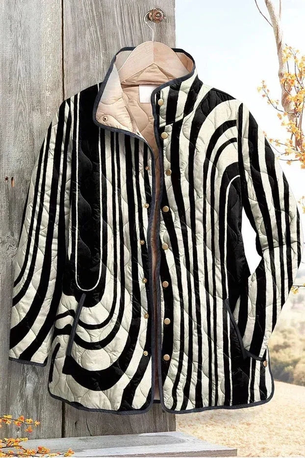 Hanne™ | Gewatteerde jas in zebrapatroon