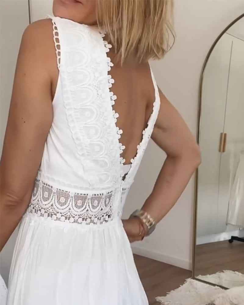 Circe - Cami-jurk van kant met V-hals