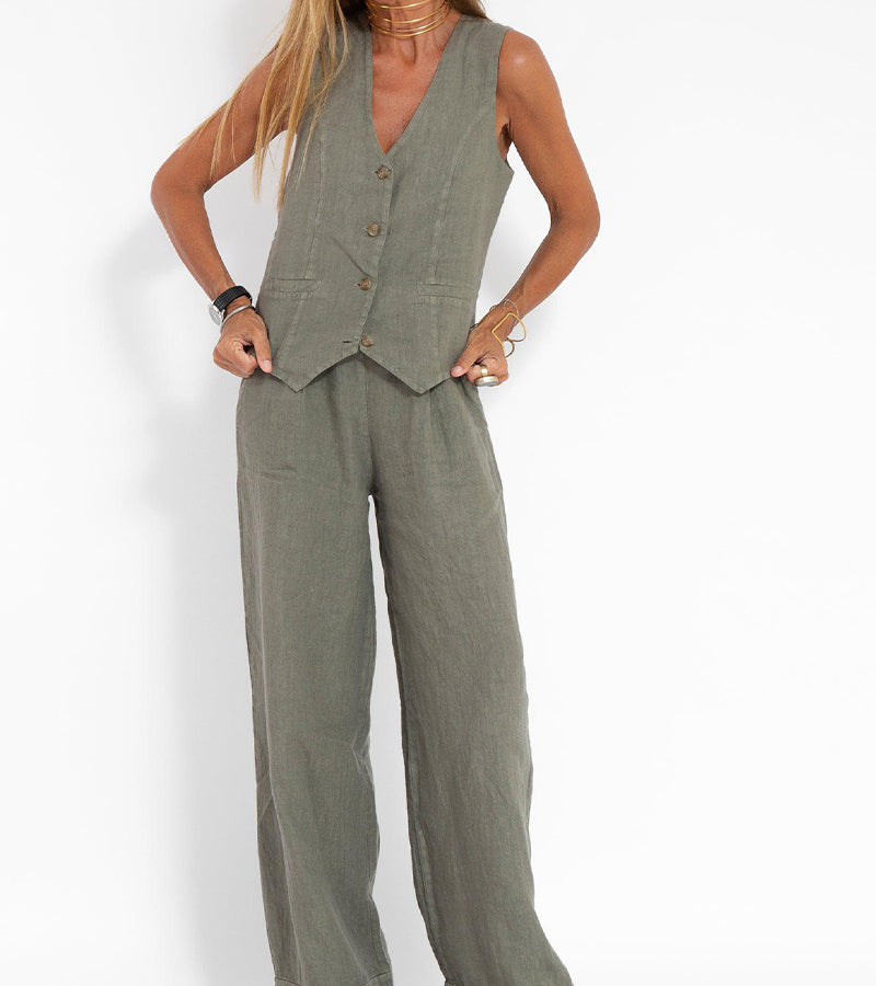 Aira - Ensemble Gilet Met Knopen &amp; Brede Broek