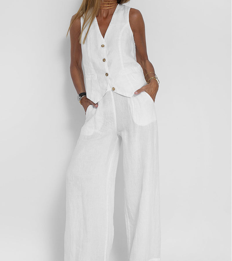 Aira - Ensemble Gilet Met Knopen &amp; Brede Broek