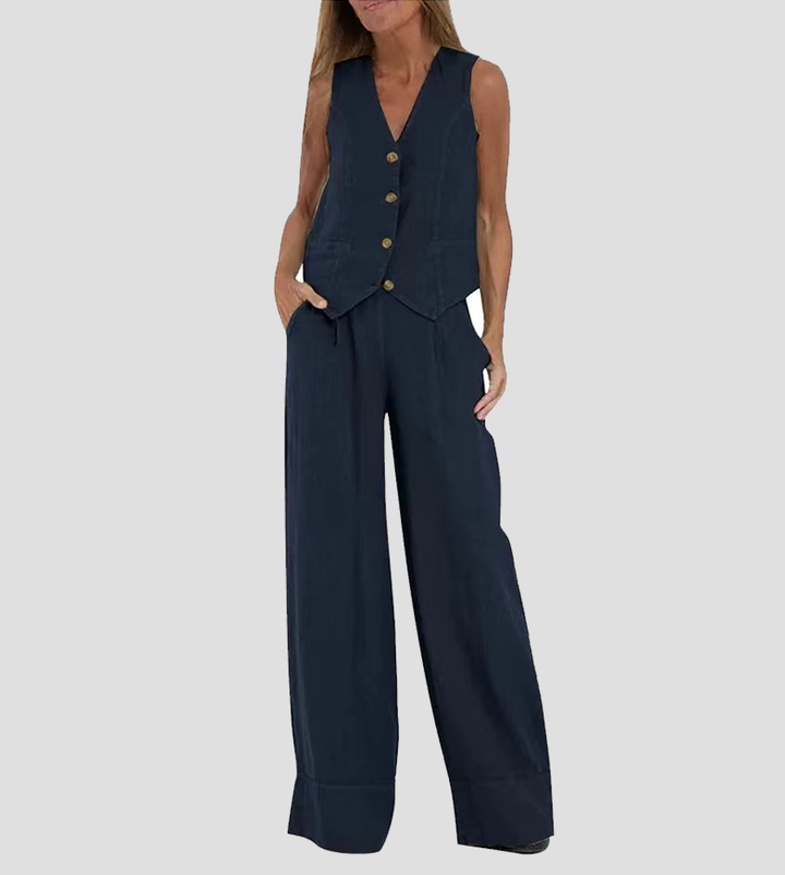 Aira - Ensemble Gilet Met Knopen &amp; Brede Broek