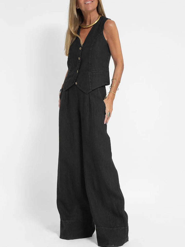 Aira - Ensemble Gilet Met Knopen &amp; Brede Broek