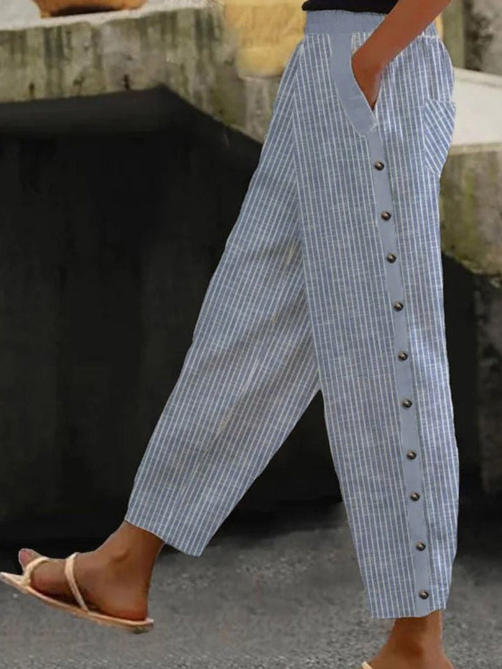 Linaya - Striped Trousers with Buttons