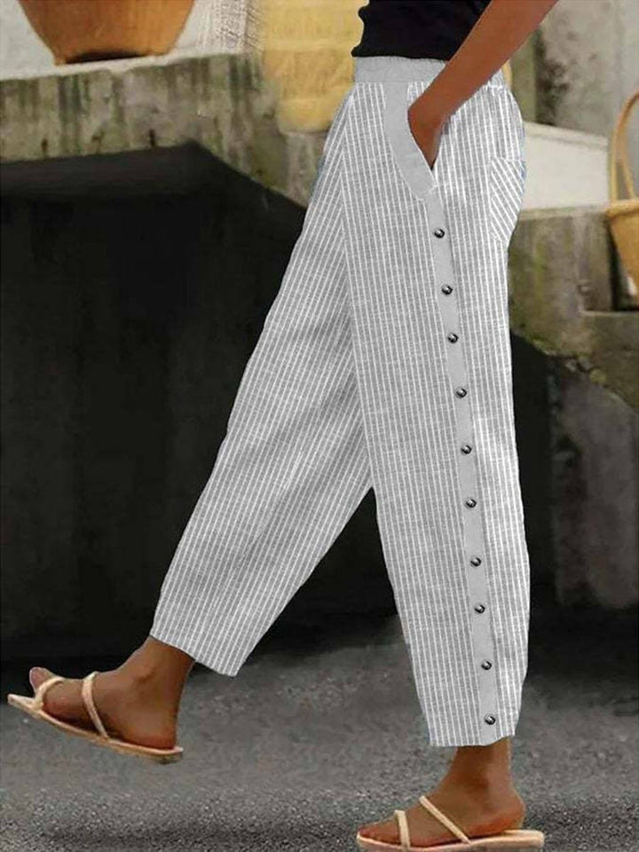 Linaya - Striped Trousers with Buttons