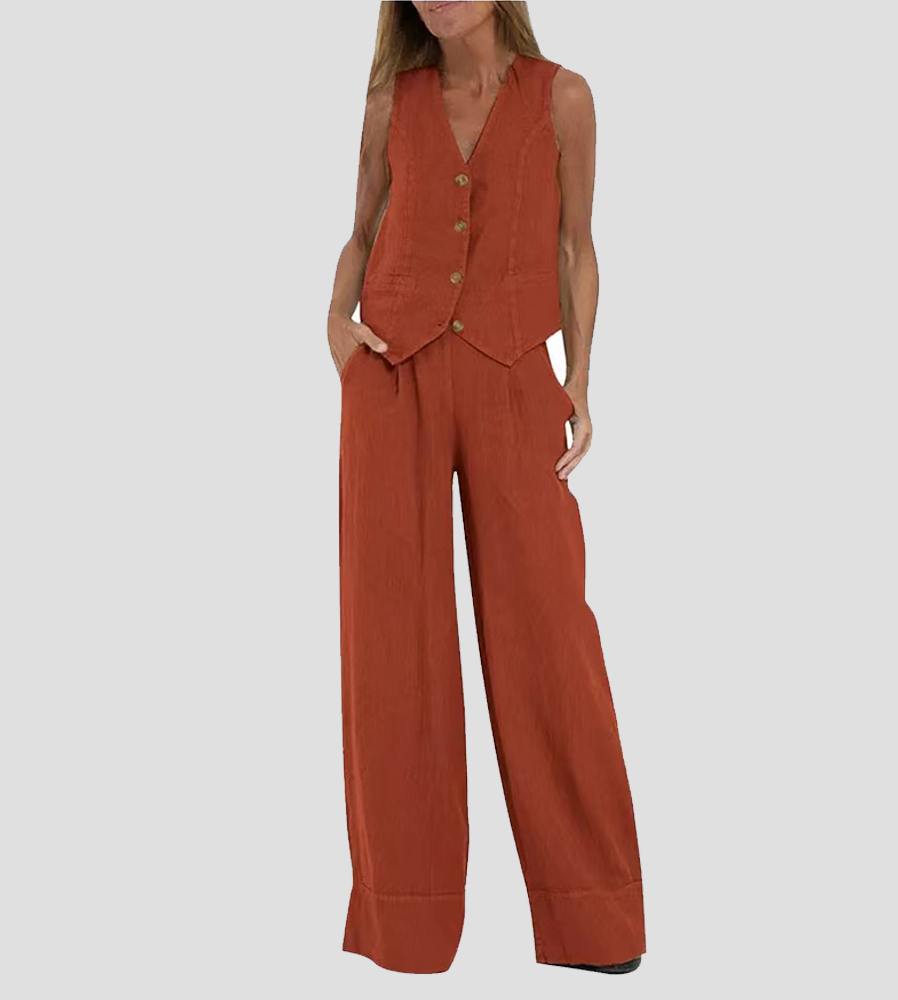 Aira - Ensemble Gilet Met Knopen &amp; Brede Broek