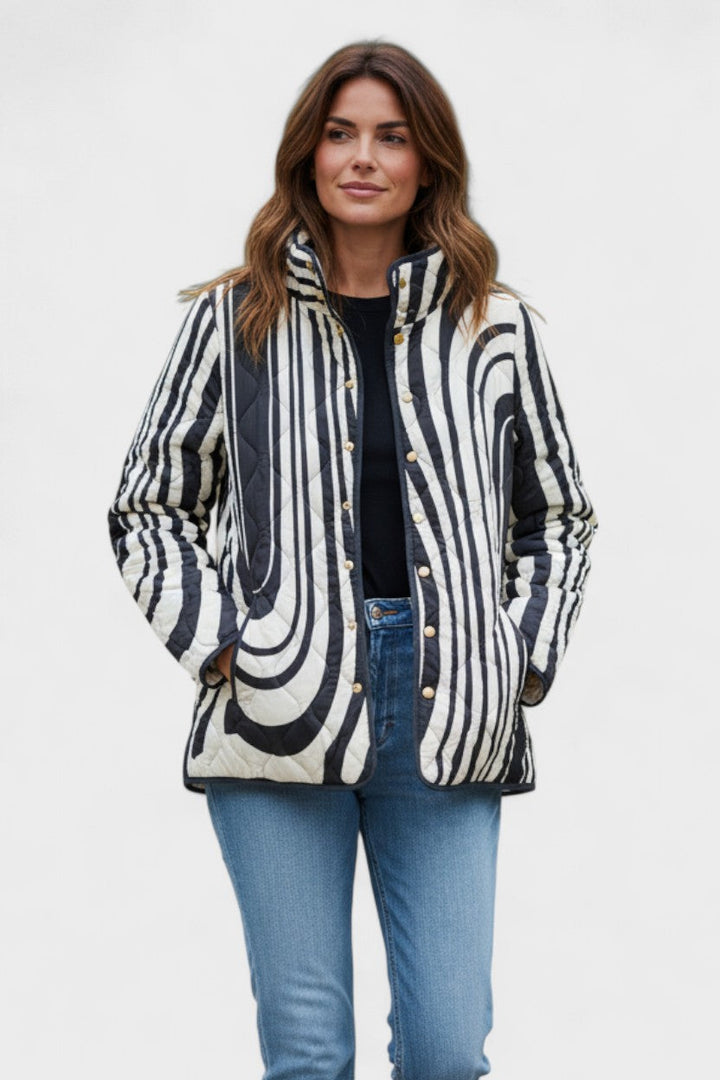 Hanne™ | Gewatteerde jas in zebrapatroon