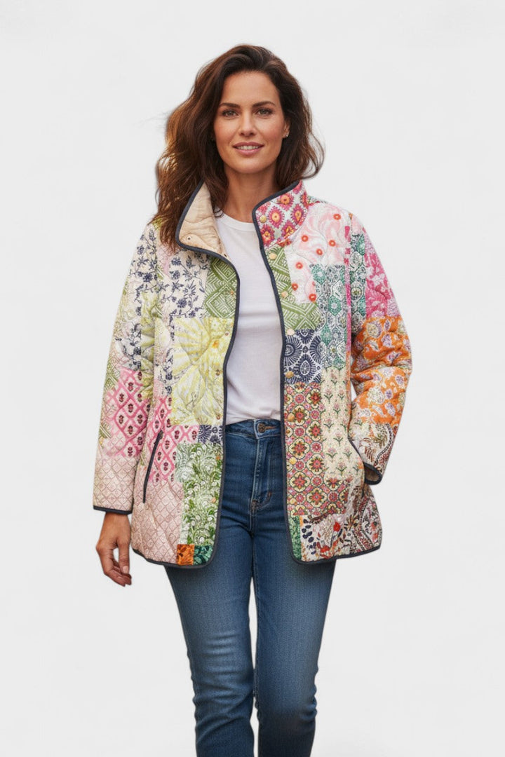 Minna™ | Gewatteerde jas in patchwork-look