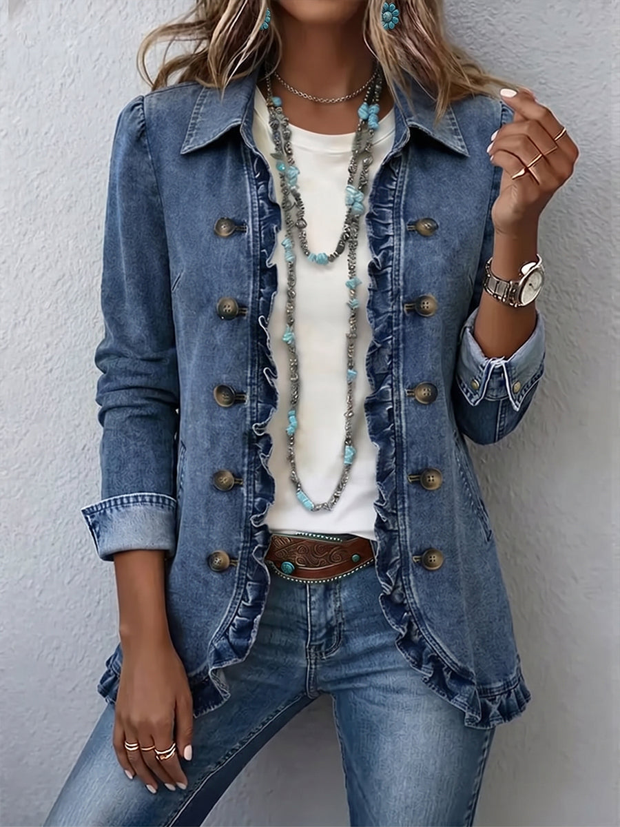 Dagmar™ | Blazer in Blauw met Rimpels