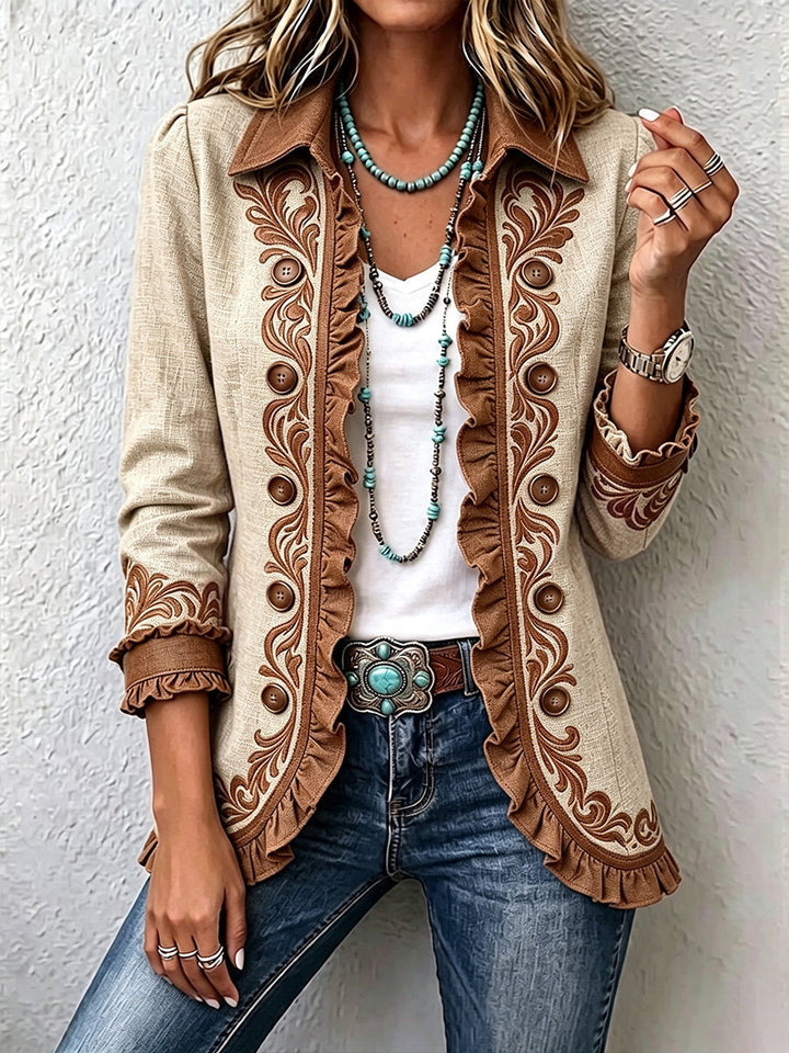 Heike™ | Blazer in Crème met Bies