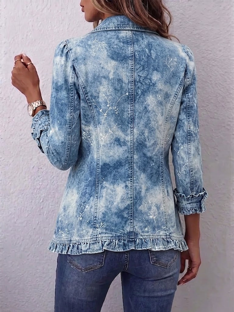 Kerstin™ | Blazer in Lichtblauw met Batik-effect