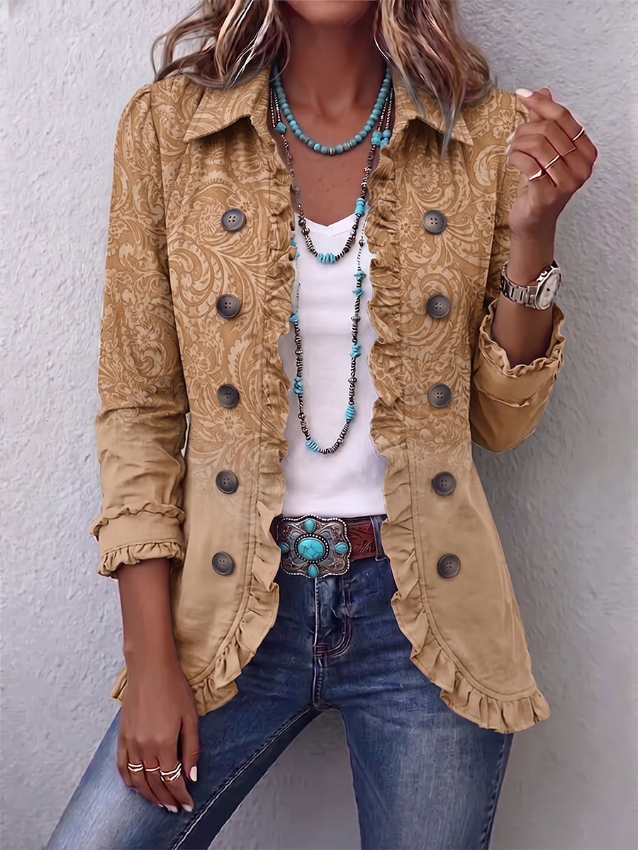 Inge™ | Blazer in Khaki met Rimpelrand