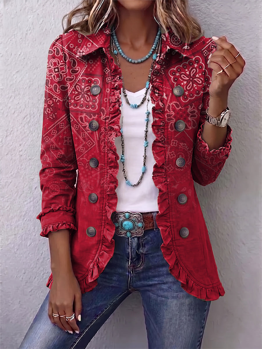 Martina™ | Blazer in Rood met Bandana-patroon