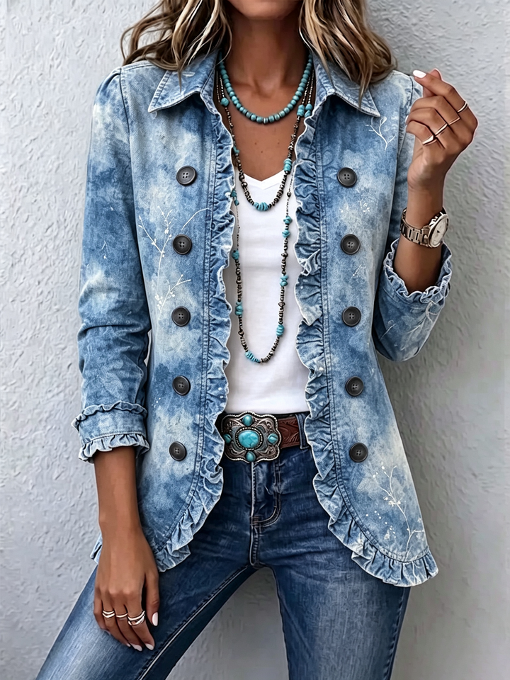 Kerstin™ | Blazer in Lichtblauw met Batik-effect