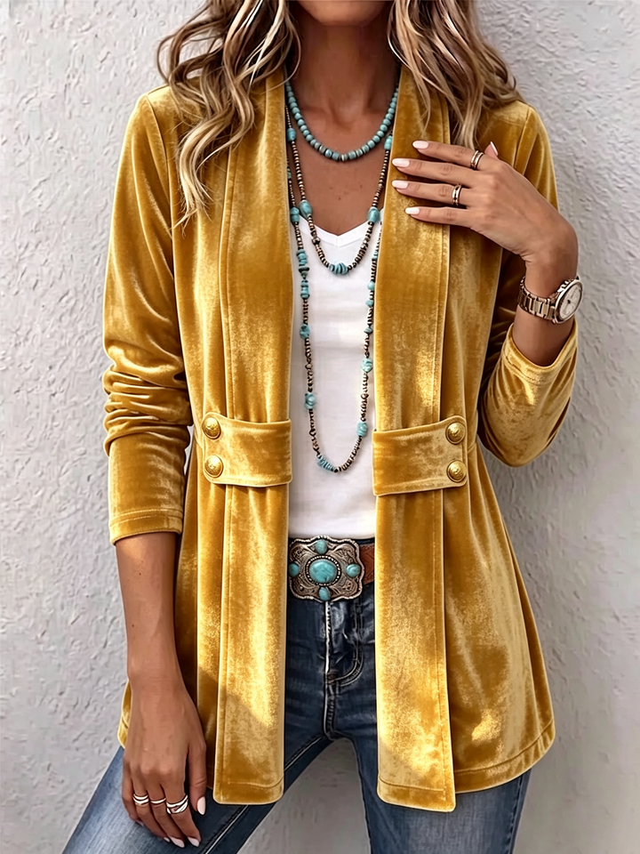Katrin™ | Open Blazer met Glans