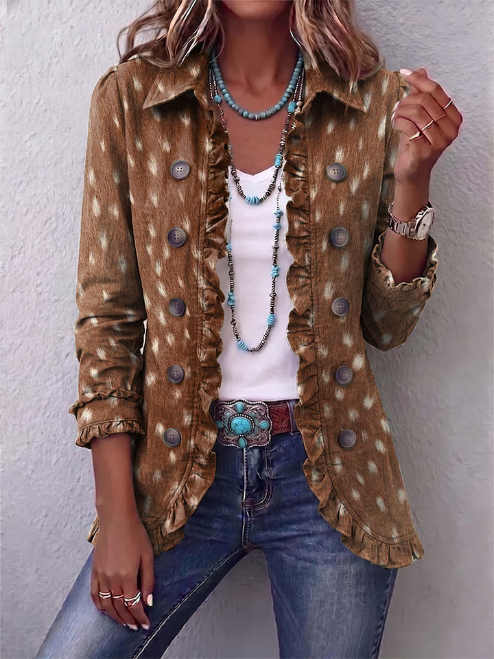 Nicole™ | Blazer in Bruin met Stippendruk