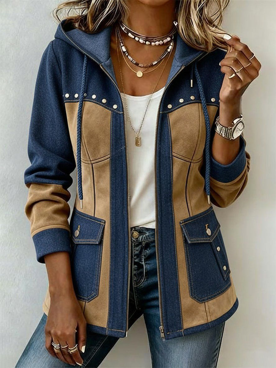 Beate™ | Hoodie-jack in patchwork-look