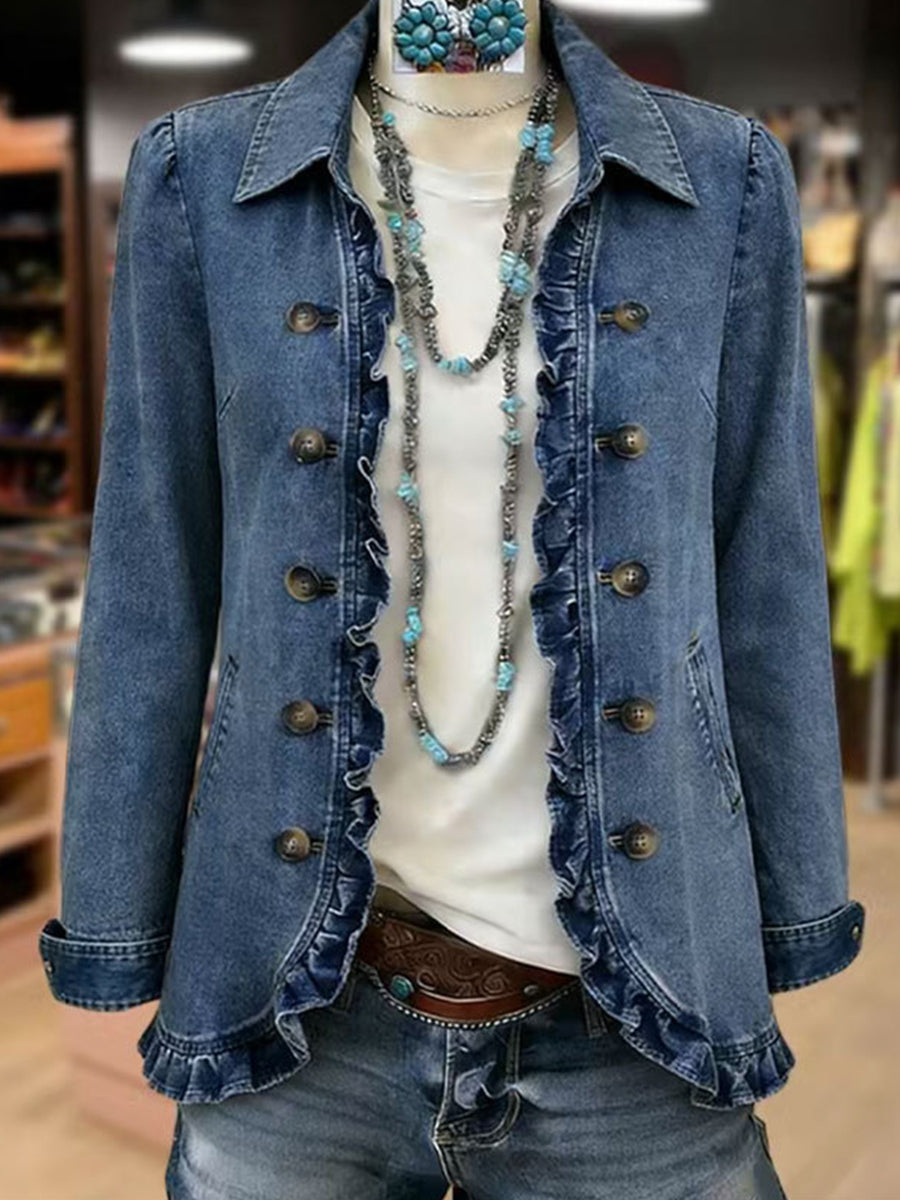 Dagmar™ | Blazer in Blauw met Rimpels