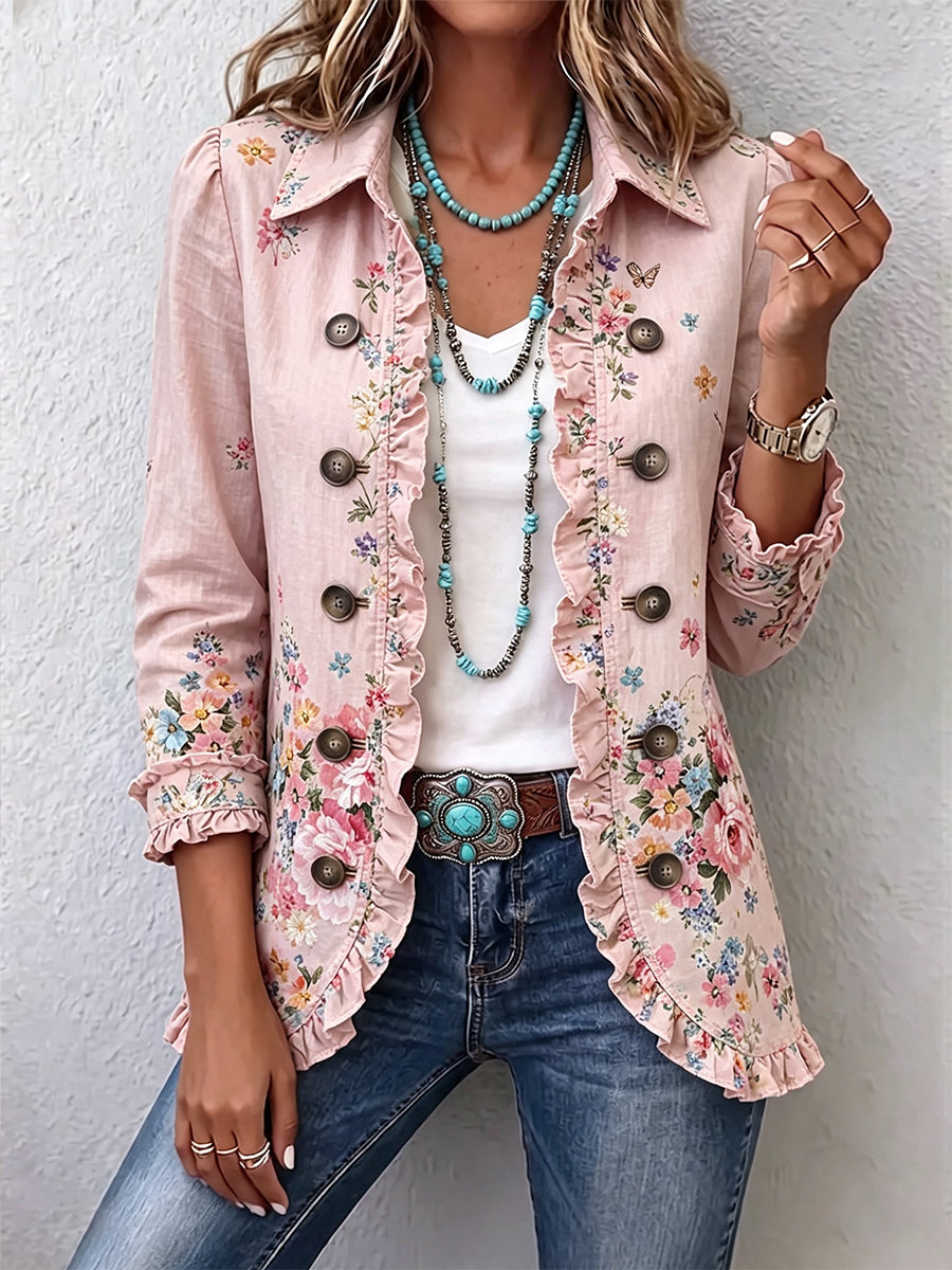 Hannelore™ | Blazer in Rosé met Bloemen