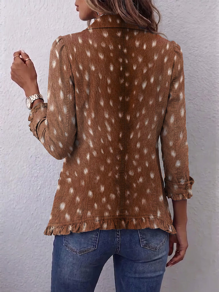Nicole™ | Blazer in Bruin met Stippendruk