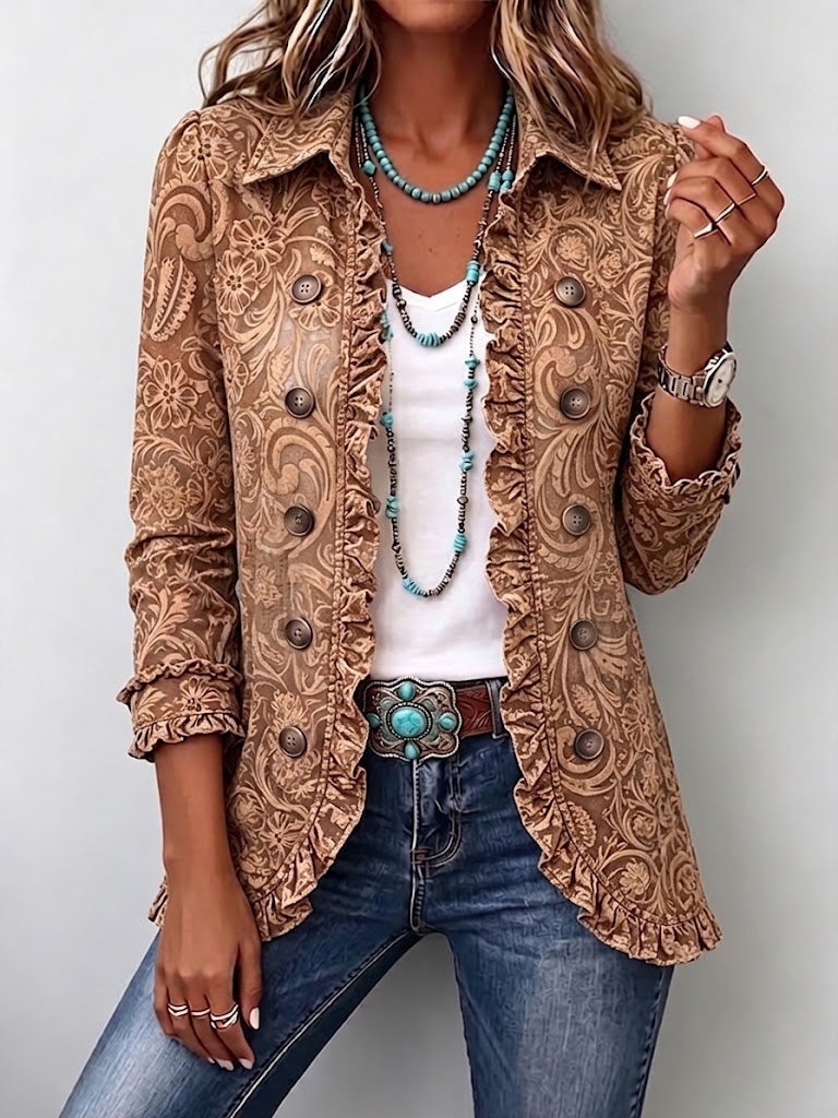 Heidi™ | Blazer in Karamel met Ornamenten