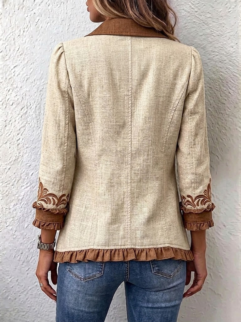 Heike™ | Blazer in Crème met Bies