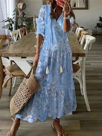 LUNA | BOHEMIEN MIDI JURK ZONDER INSPANNING