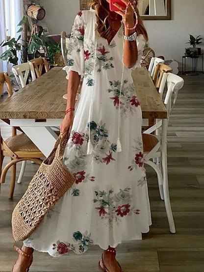 LUNA | BOHEMIEN MIDI JURK ZONDER INSPANNING